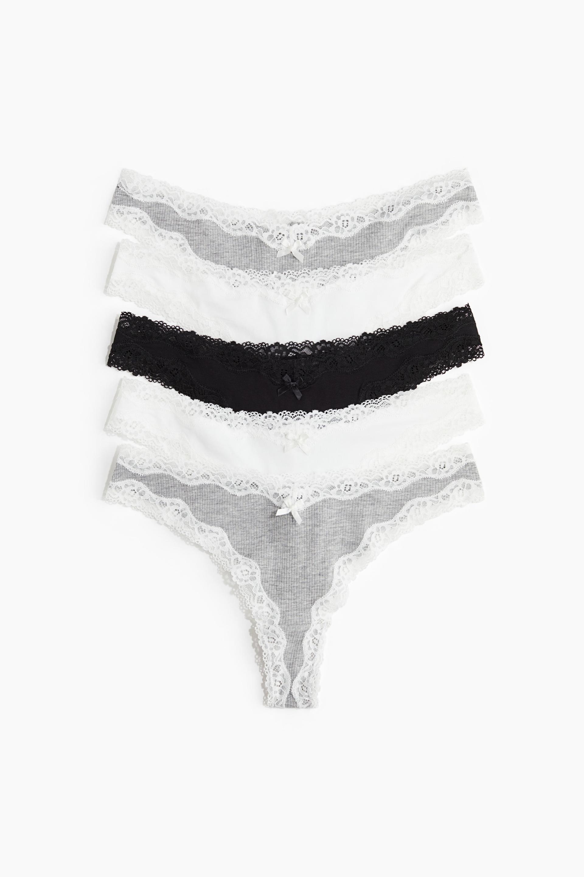 5-pack cotton and lace brazilian briefs