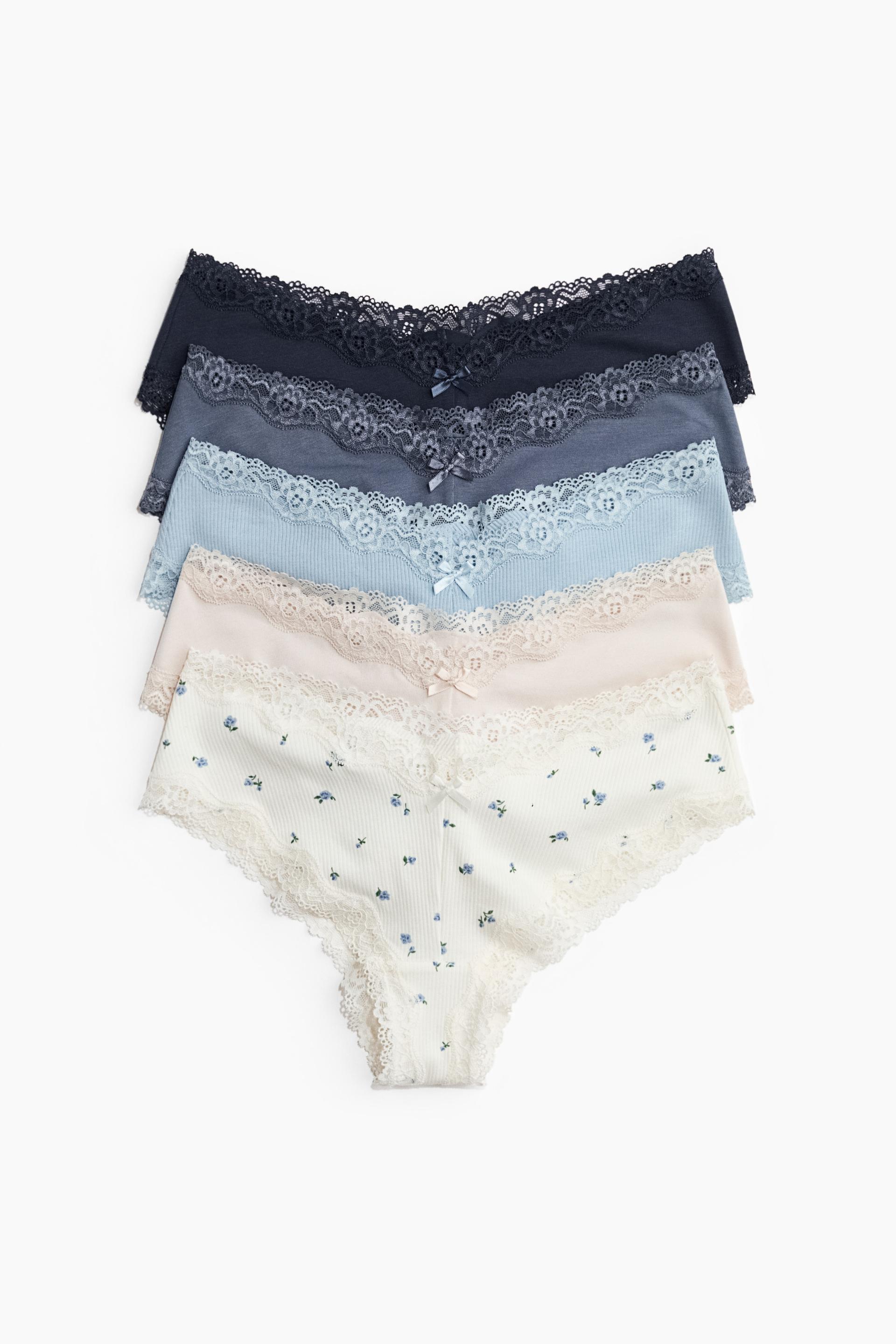 5-pack cotton and lace hipster briefs