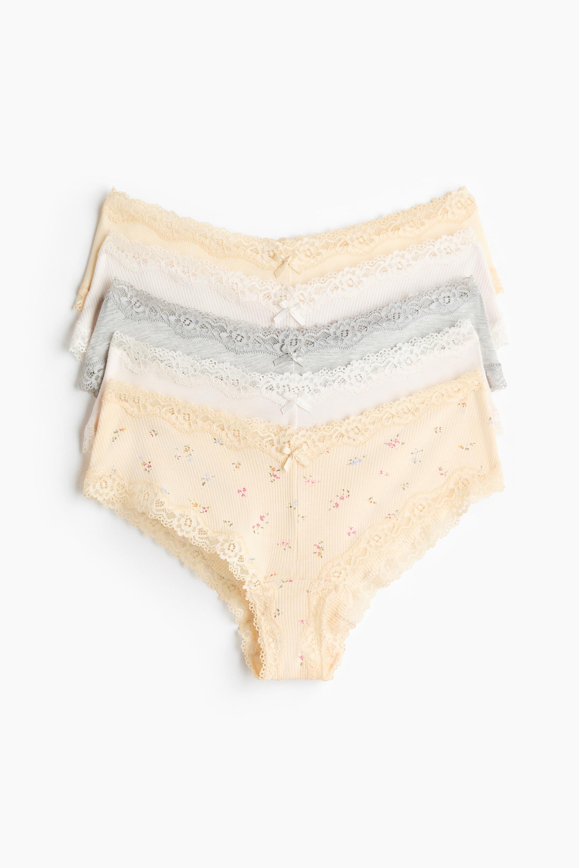 5-pack cotton and lace hipster briefs