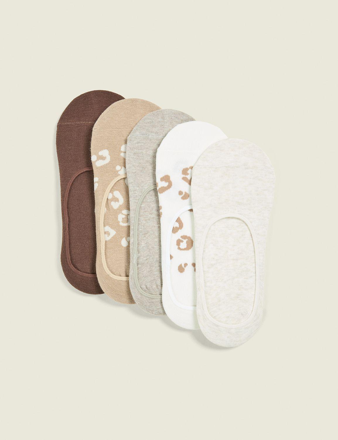 5-pack no-show socks - animal print