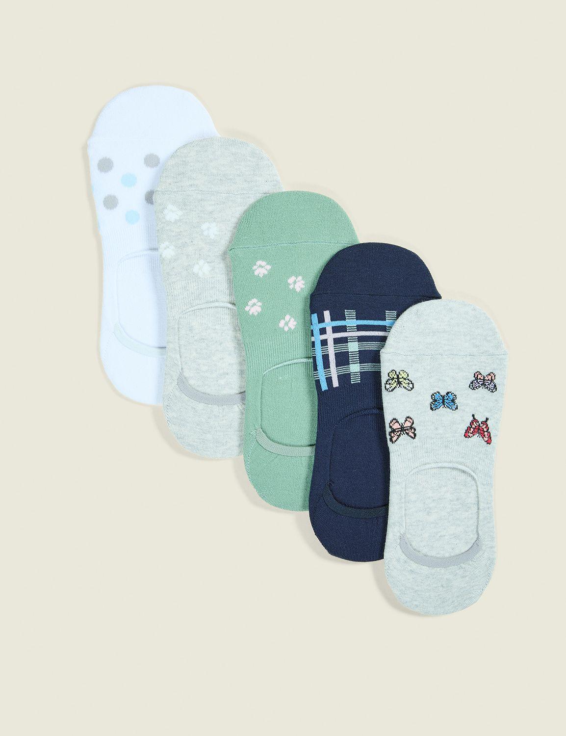 5-pack no-show socks - butterfly & floral
