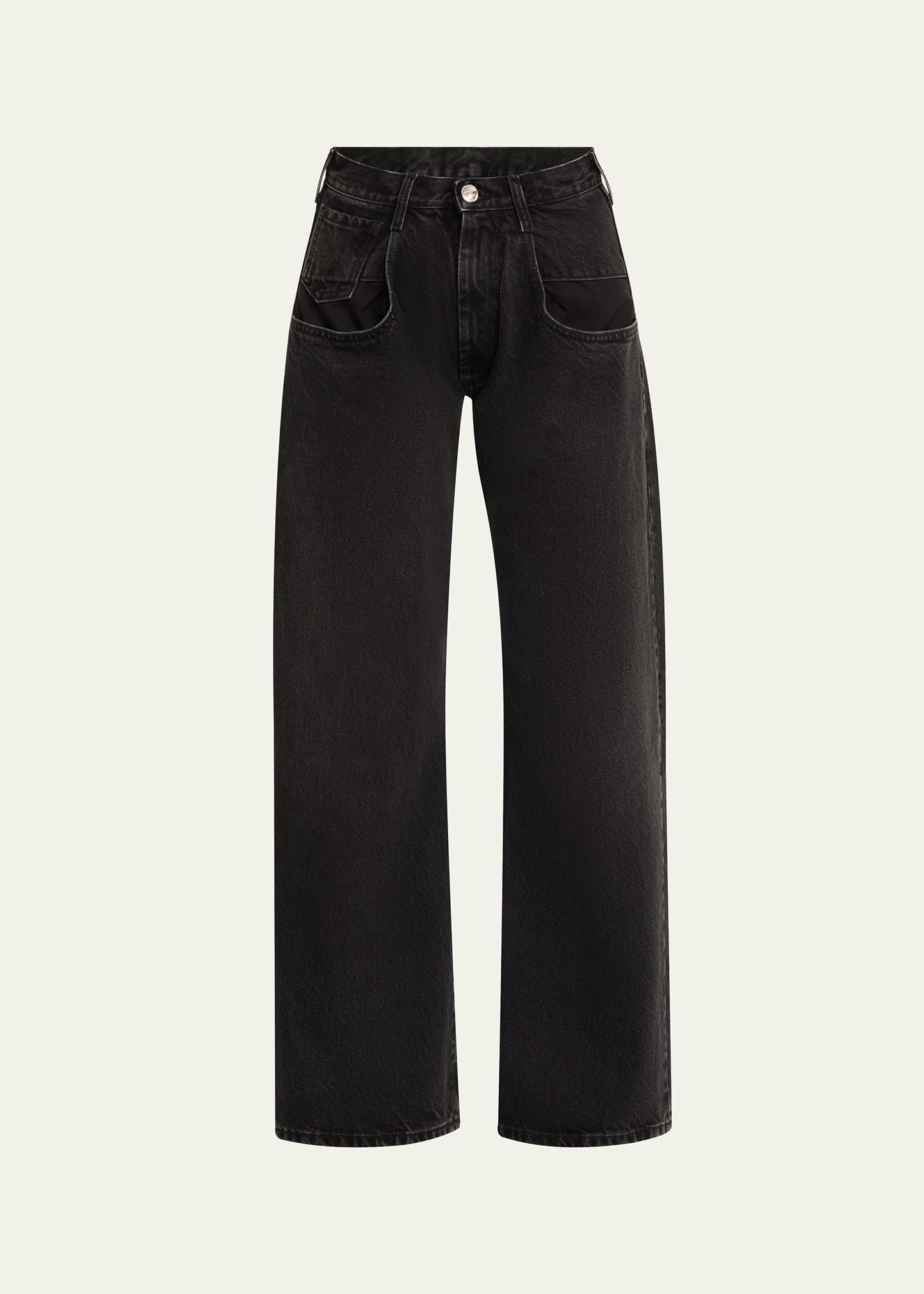 5-pocket straight-leg denim ankle pants