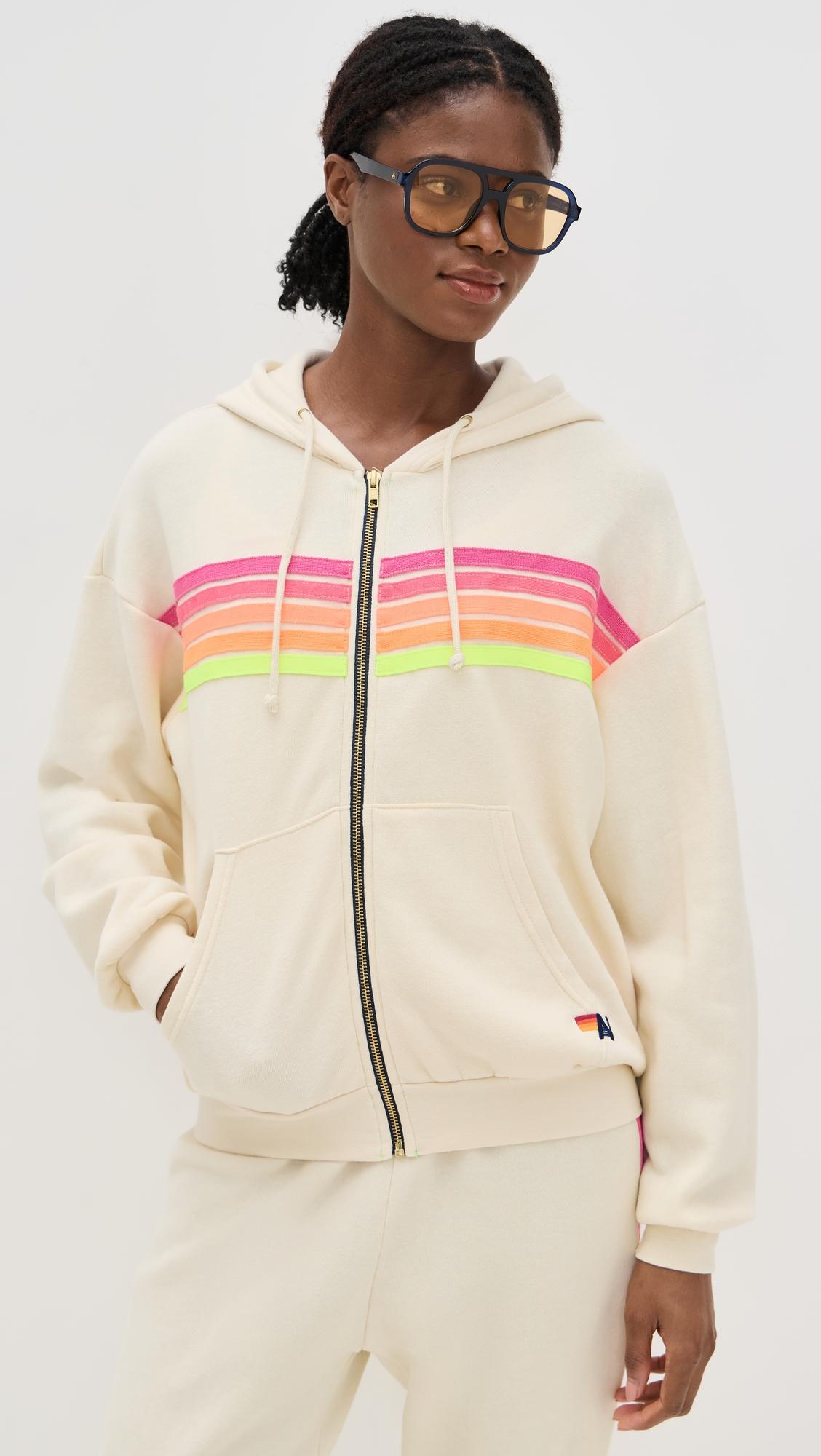 5 stripe relaxed zip hoodie