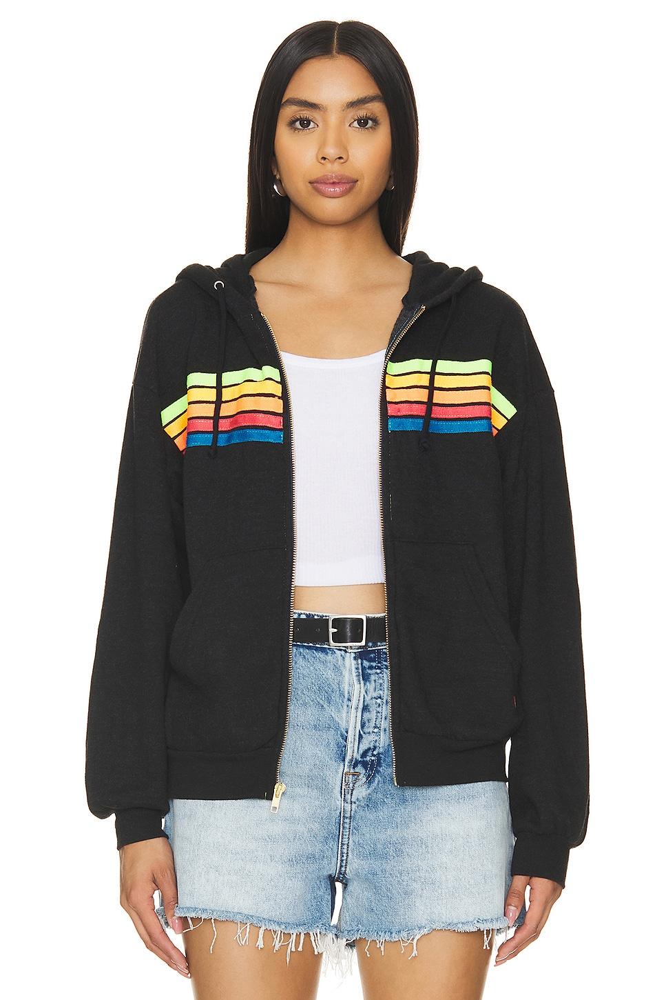 5 stripe zip hoodie