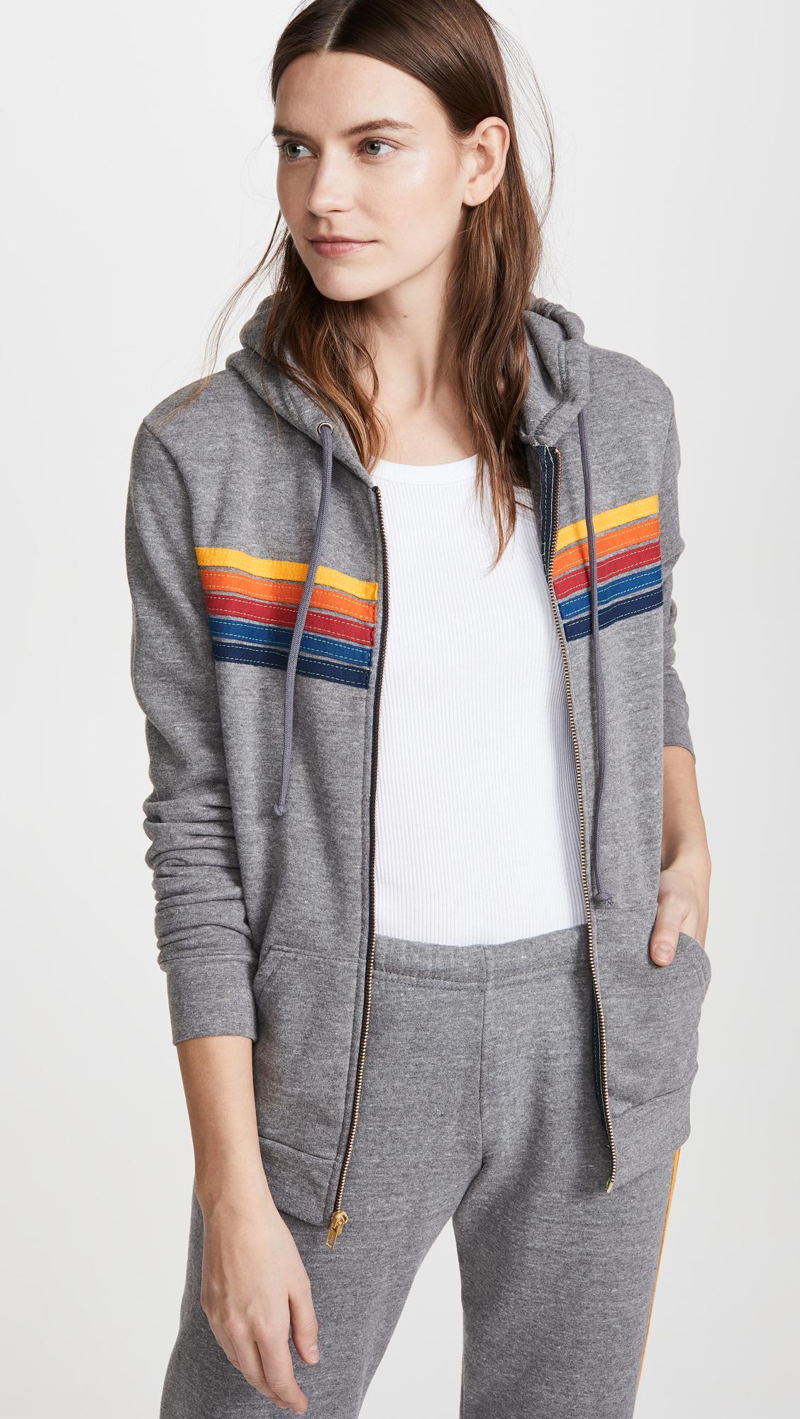 5 stripe zip hoodie