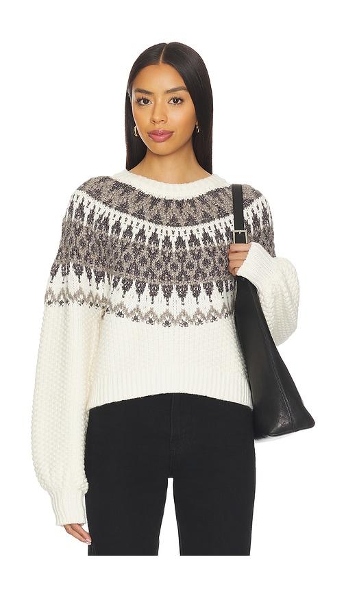 525 america alora long sleeve fair aisle top in ivory.