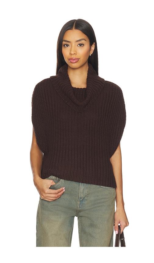 525 america cate sleeveless turtleneck sweater in chocolate.