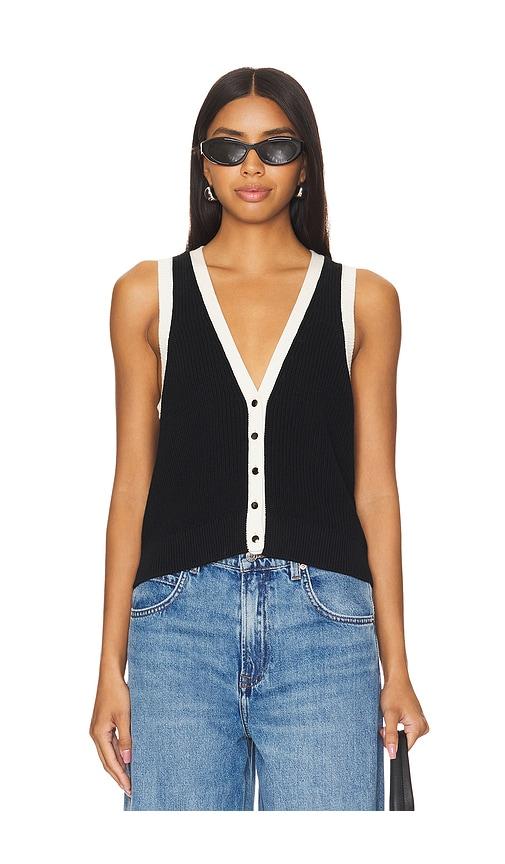 525 america claudia button shaker vest in black.