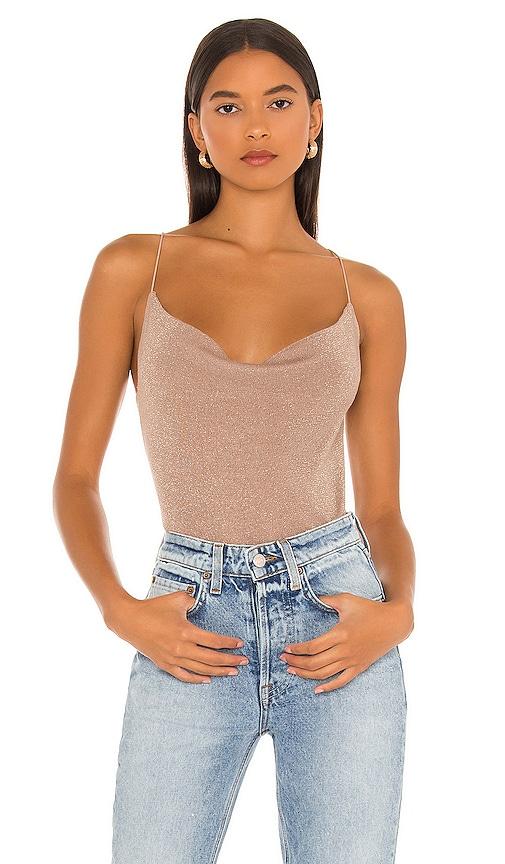 525 america cowl neck tank in taupe.