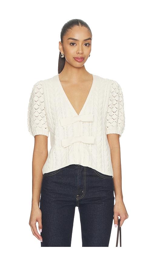 525 america elaine cable bow cardigan in cream.