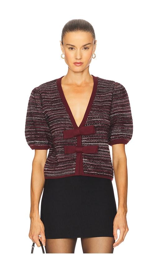 525 america elaine marled bow cardigan in burgundy.