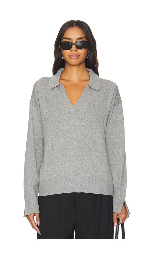 525 america maddi johnny collar pullover in grey.