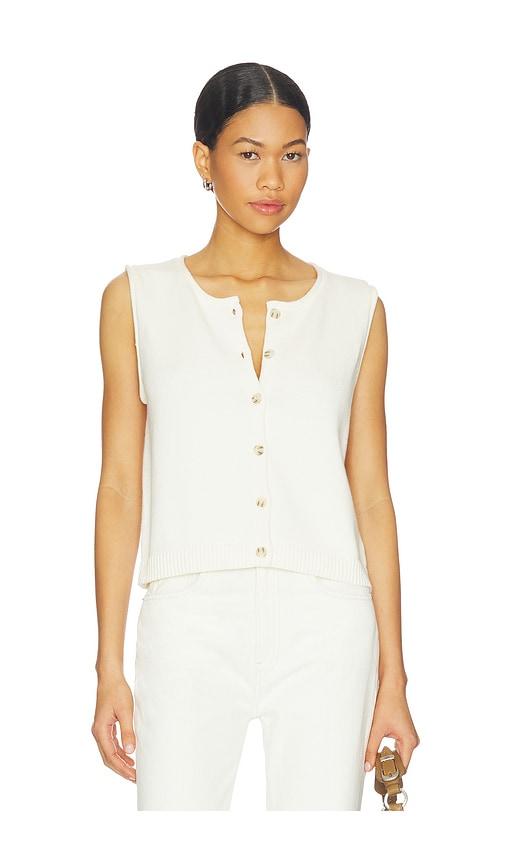 525 america marianna rolled edge button front vest in ivory.