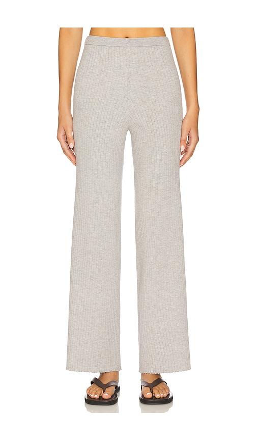 525 america milo wide leg rib pant in light grey.