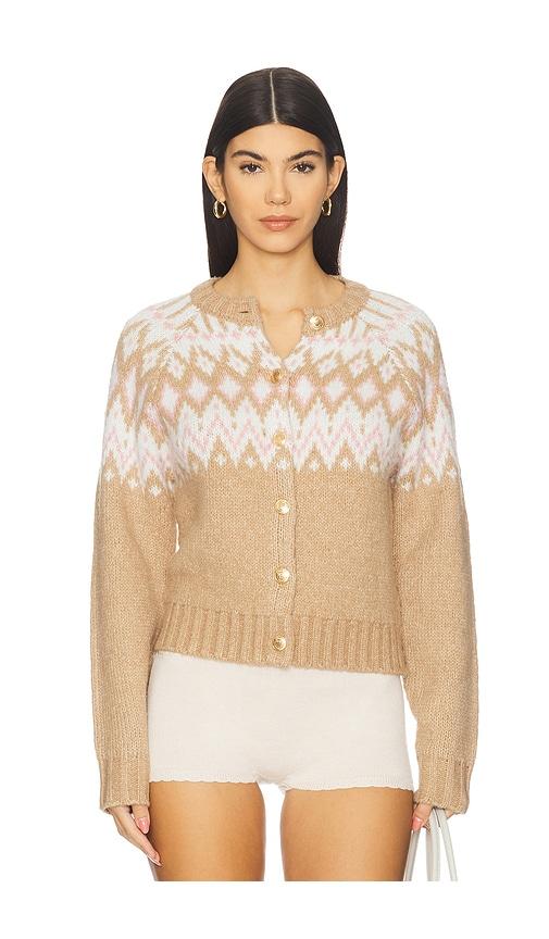 525 america paris fairisle button front cardigan in tan.
