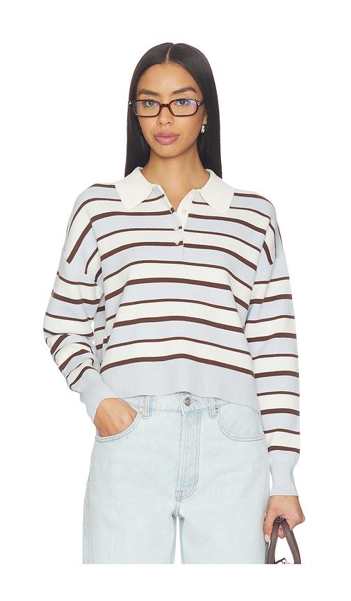 525 america seraphina cropped rugby pullover in white,baby blue.