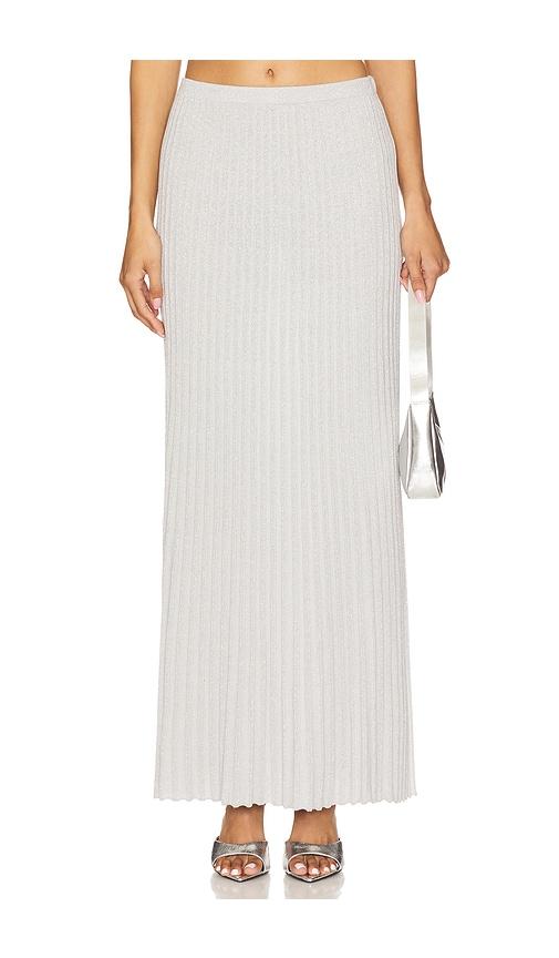 525 america spencer lurex pleated maxi skirt in metallic silver.