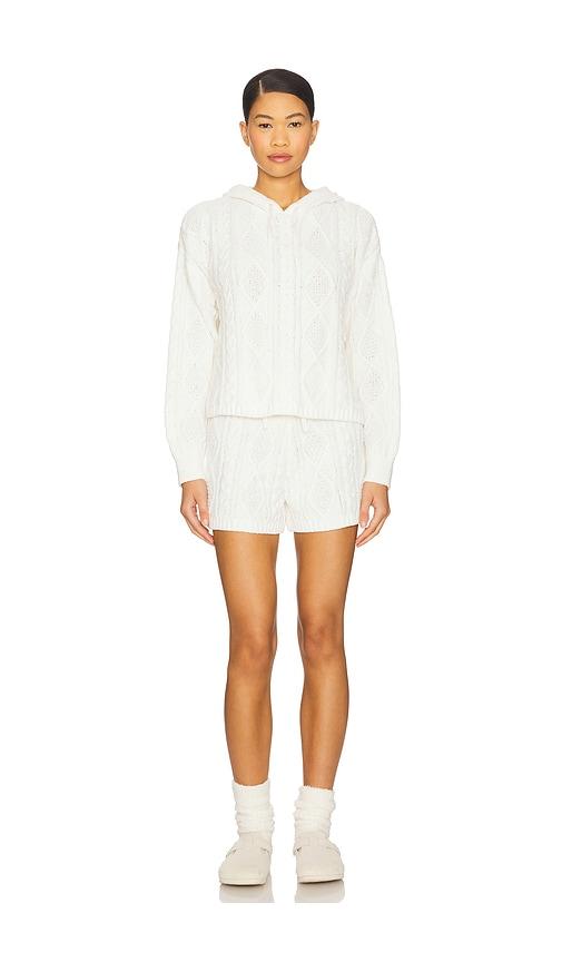 525 america sutton chenille cable hoodie & short set in white.