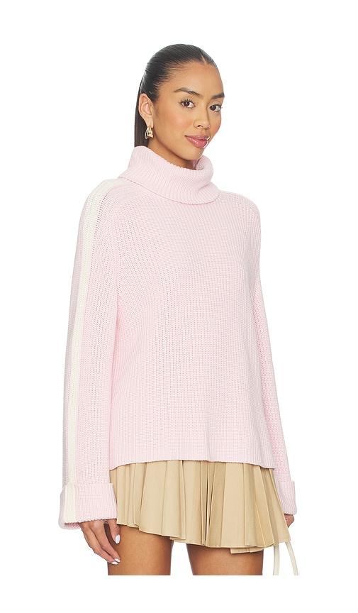 525 america vida chunky turtleneck shaker pullover in pink.