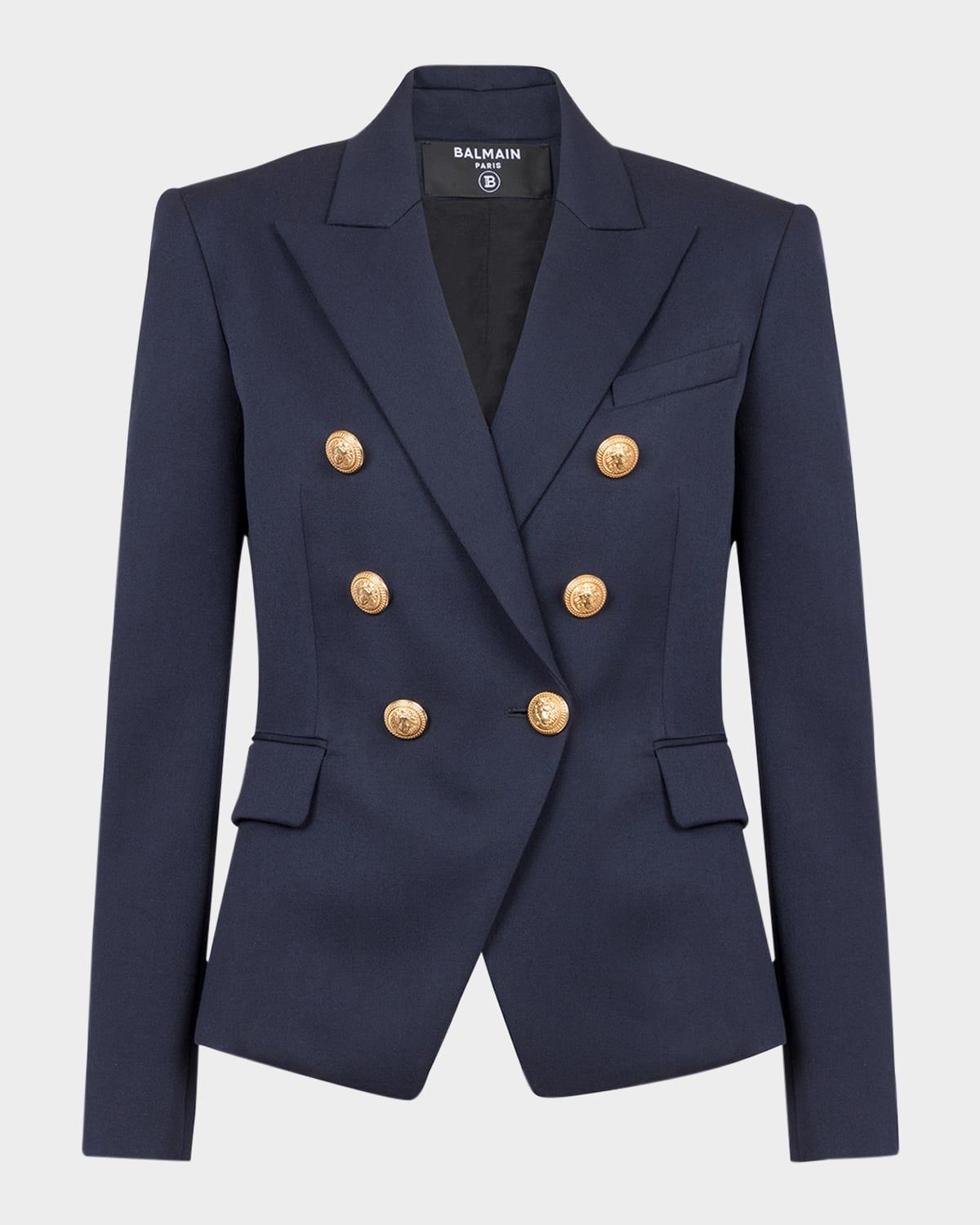 6-button fitted wool jacket
