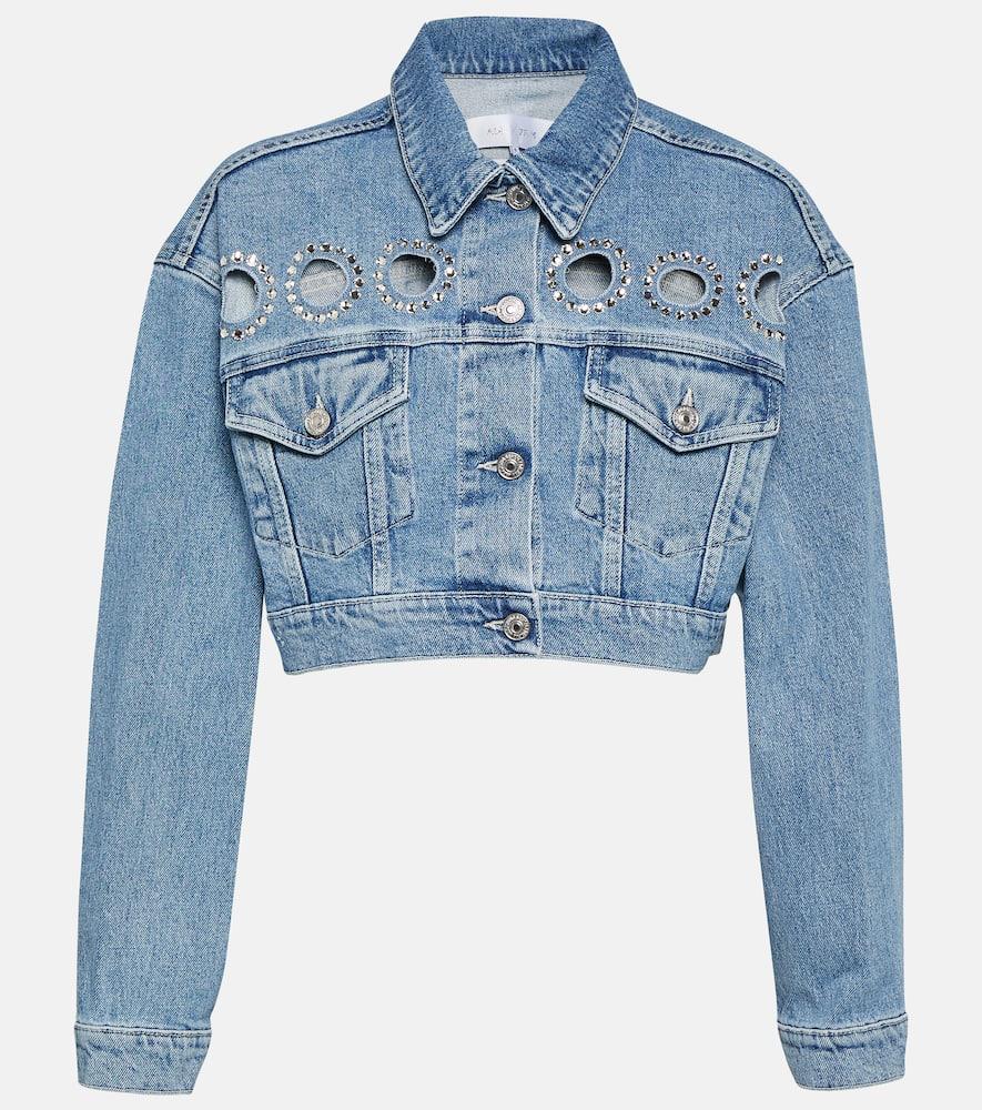 7 for all mankind babe embellished cropped denim jacket