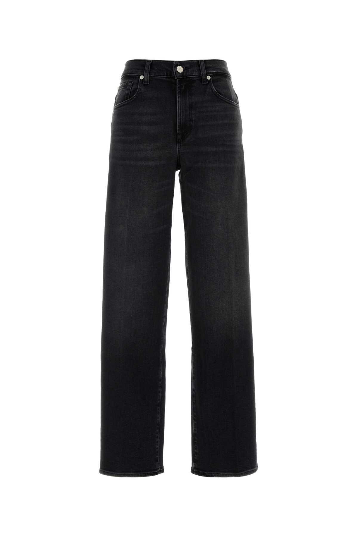7 for all mankind black stretch denim stovepipe jeans