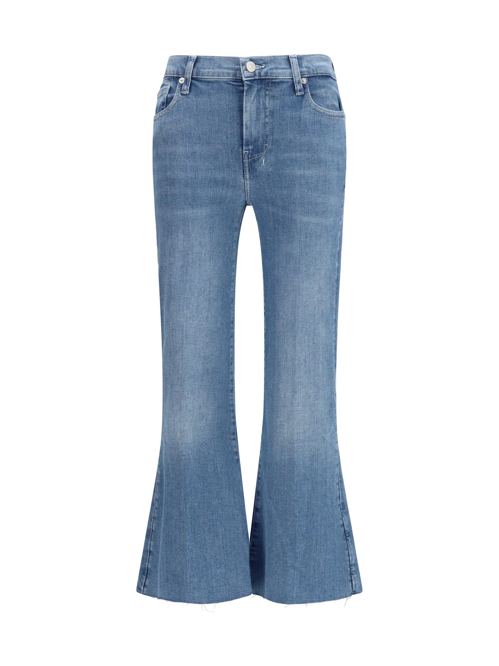 7 for all mankind cropped flared jeans with raw hem