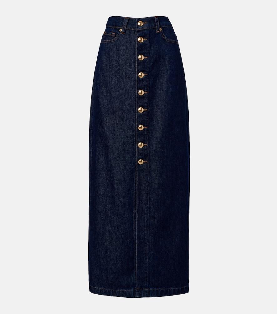 7 for all mankind denim maxi skirt