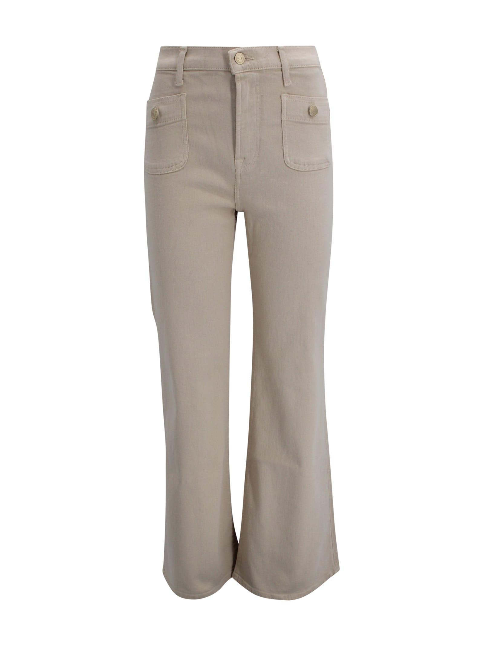 7 for all mankind high-waisted beige denim jeans