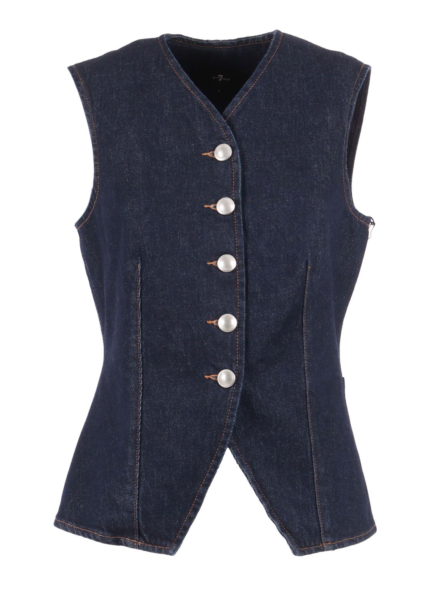 7 for all mankind lady vest smoove with exposed buttons