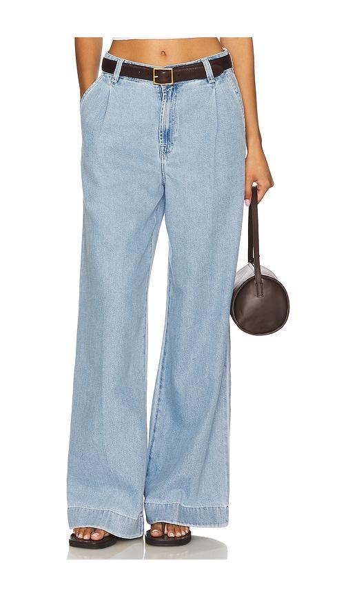 7 for all mankind pleated trouser in blue.