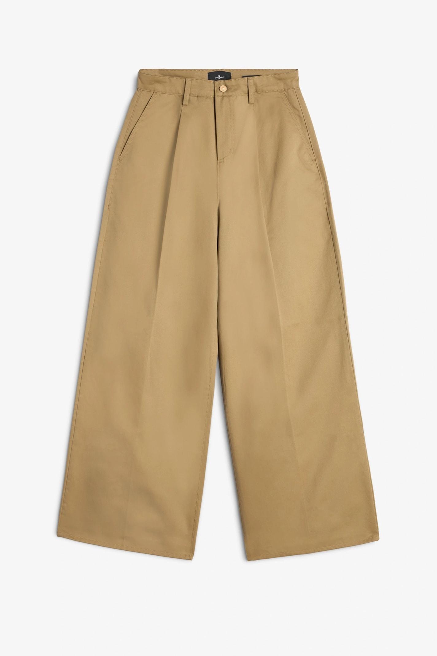7 for all mankind pleated wide trouser twill sand storm