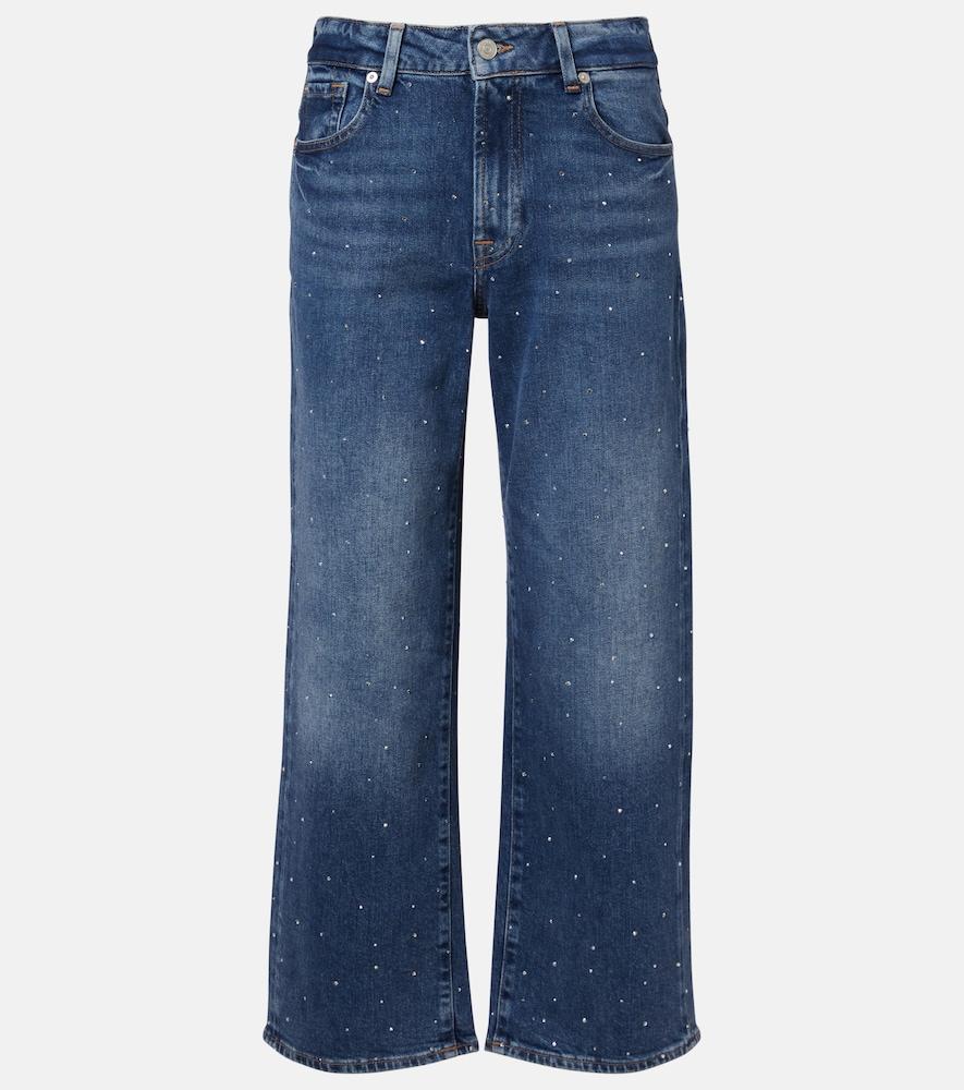 7 for all mankind stovepipe embellished straight jeans
