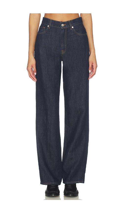 7 for all mankind stovepipe straight jeans in navy.