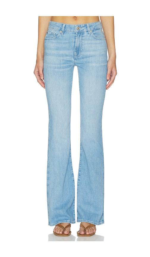 7 for all mankind the leggy bootcut jeans in blue.
