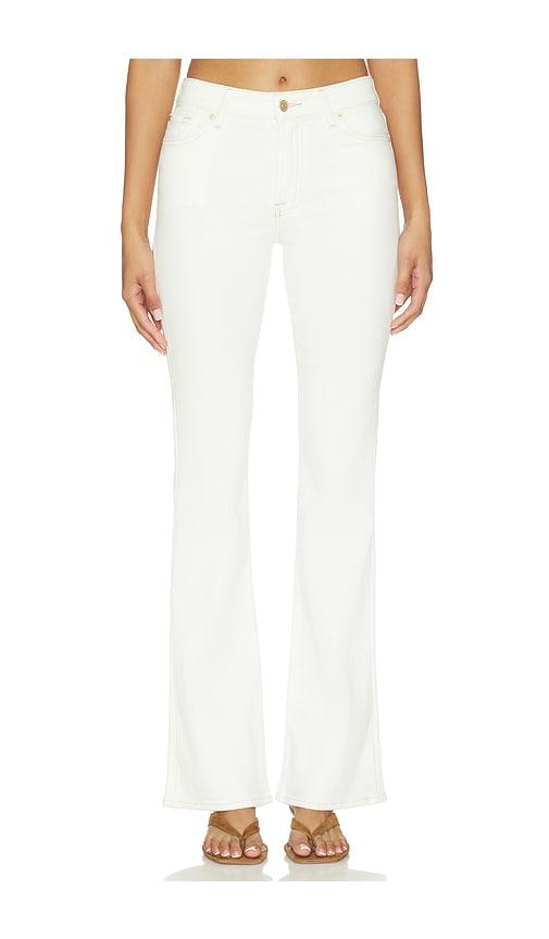 7 for all mankind the leggy bootcut jeans in white.
