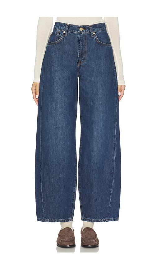 7 for all mankind twisted bonnie horseshoe jeans in blue.