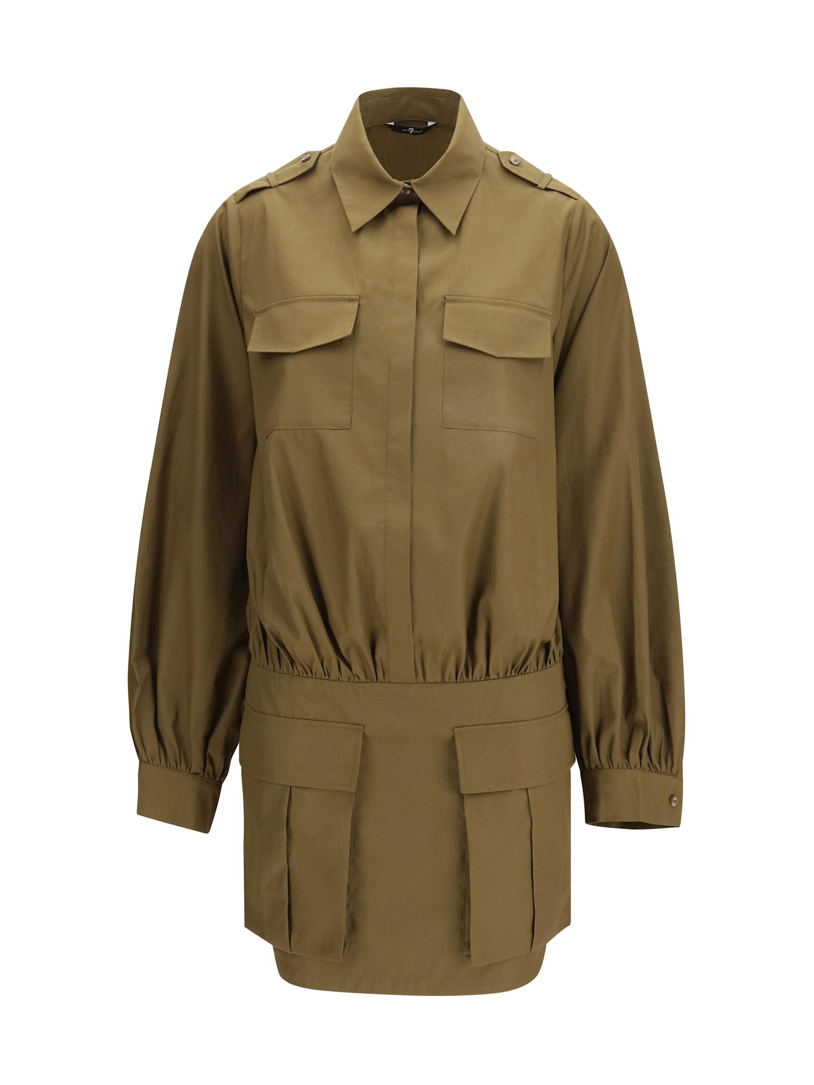 7 for all mankind utility mini dress in poplin