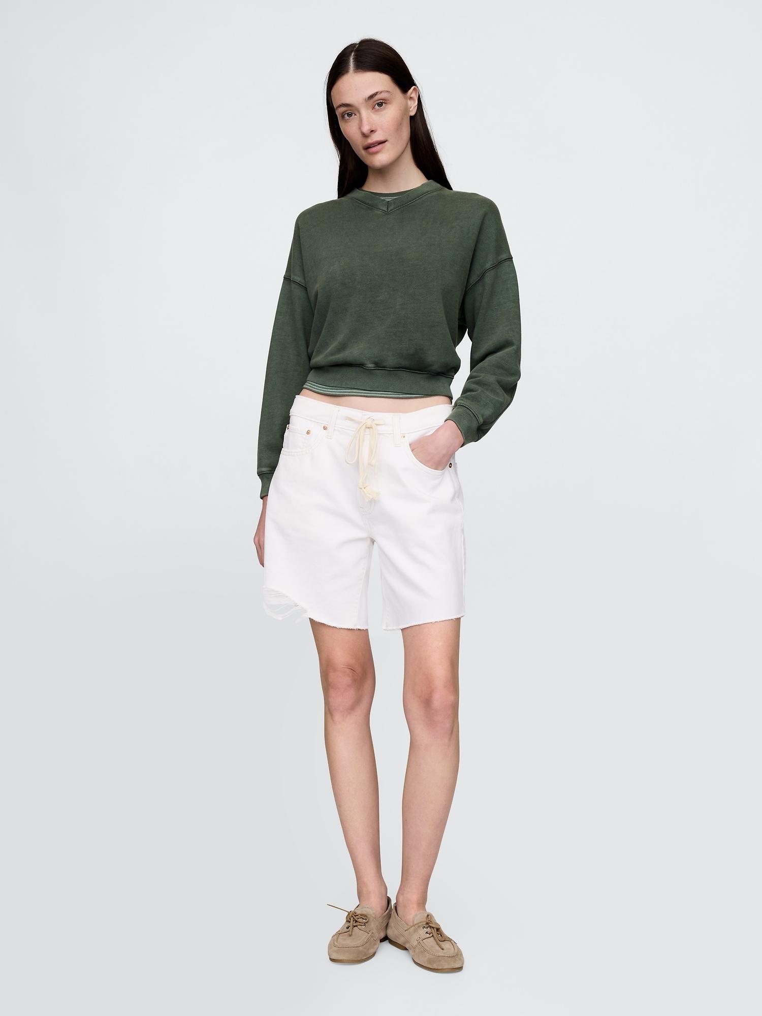 8" mid rise '90s loose denim bermuda shorts