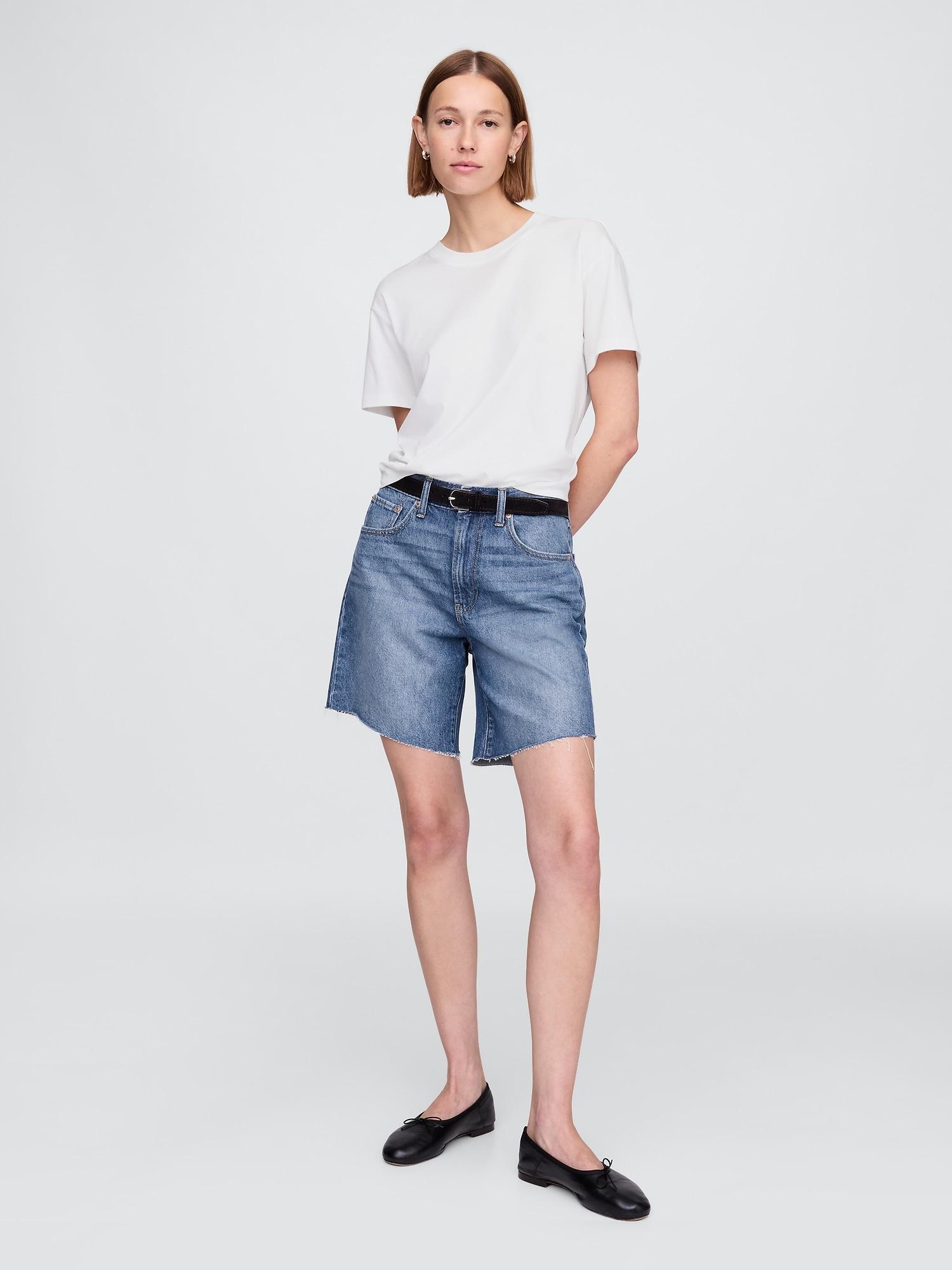 8" mid rise '90s loose denim bermuda shorts