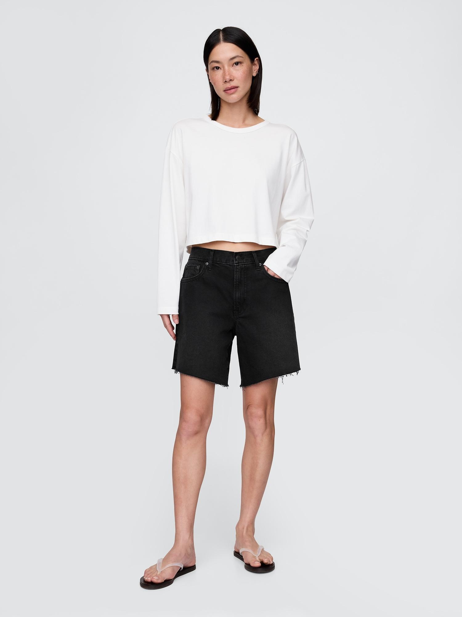 8" mid rise '90s loose denim bermuda shorts