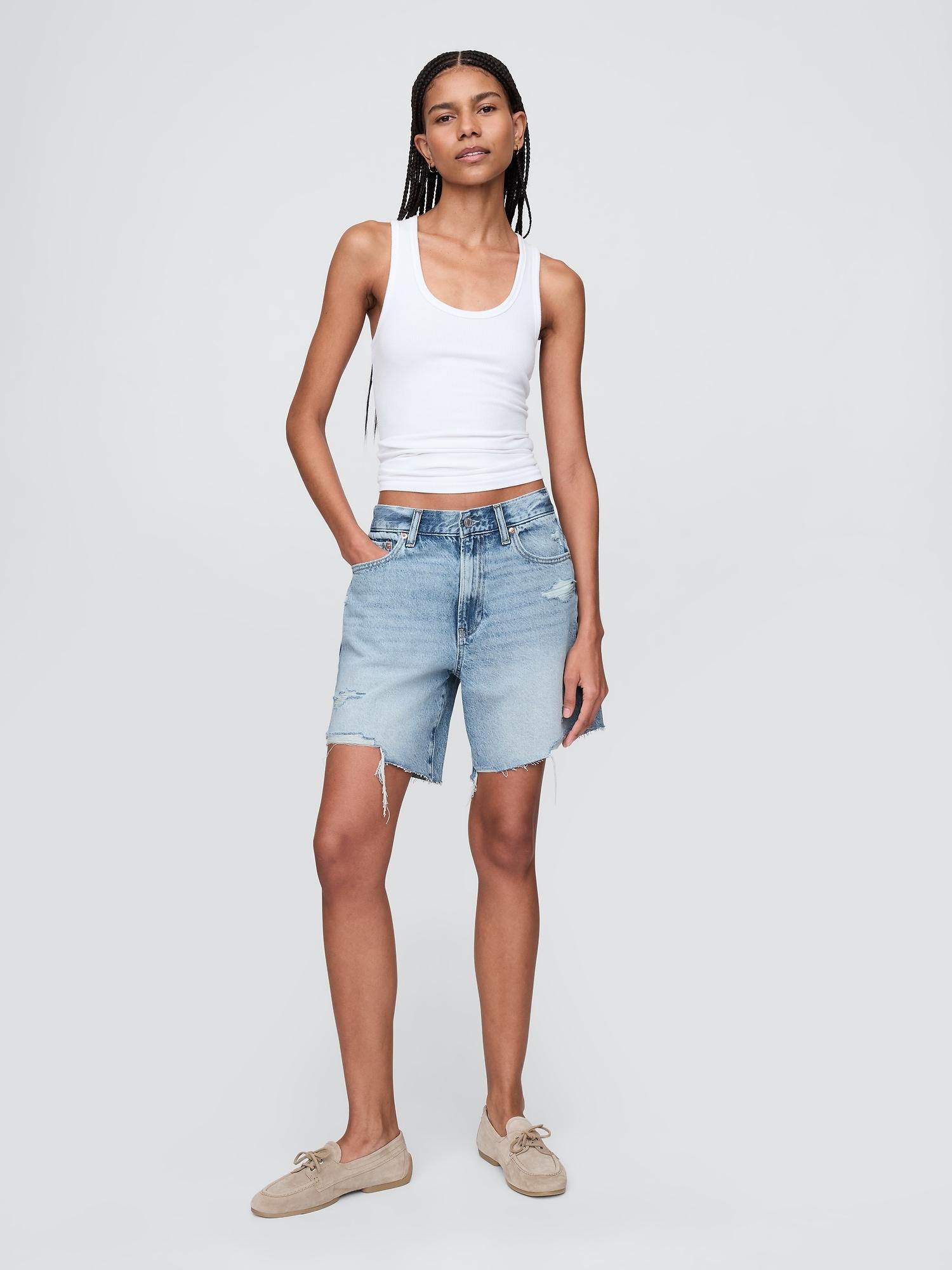 8" mid rise '90s loose denim bermuda shorts