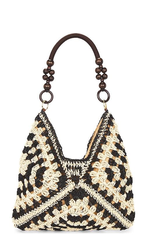 8 other reasons crochet shoulder bag in black,beige.