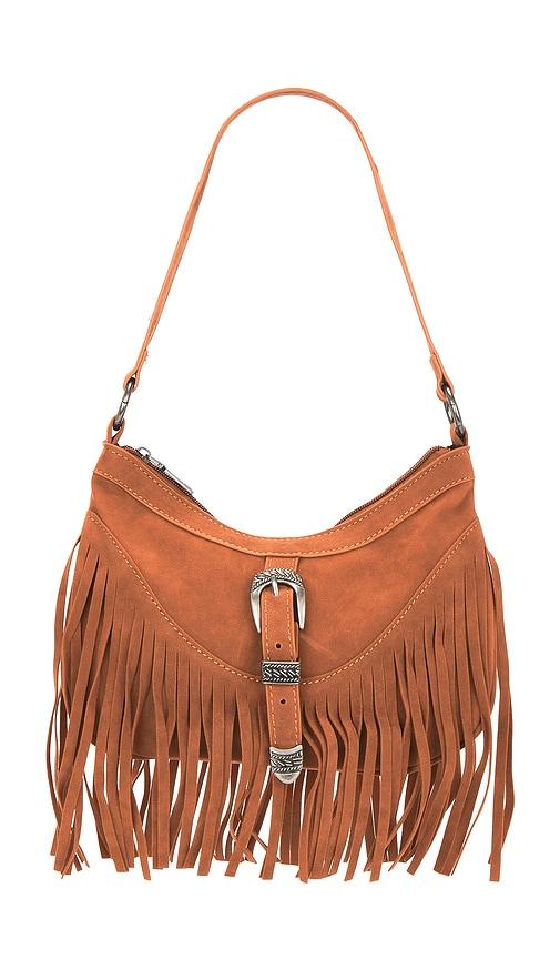 8 other reasons faux nappa suede shoulder bag in brown.