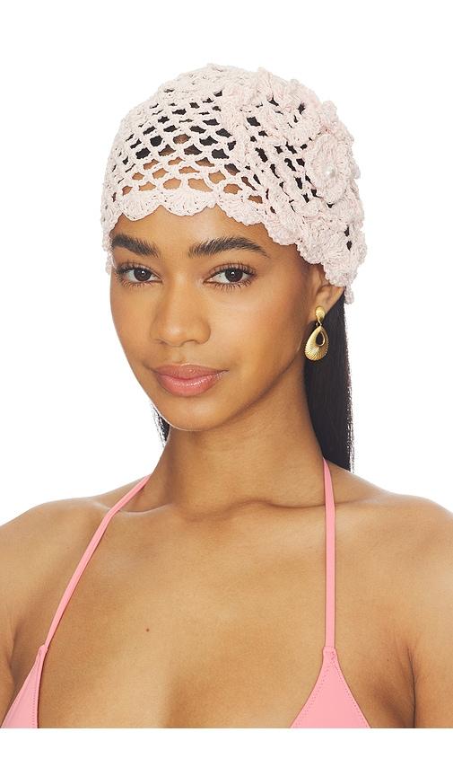 8 other reasons hand-crocheted beanie in pink.