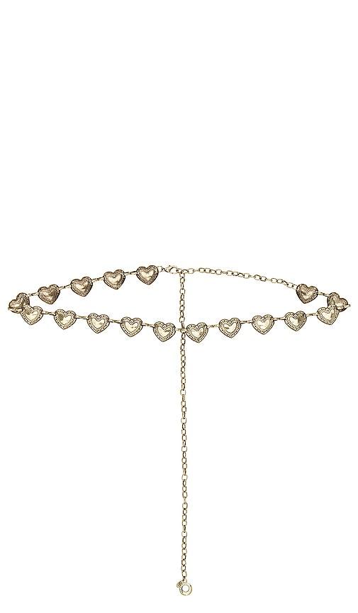 8 other reasons heart chain belt in metallic gold.