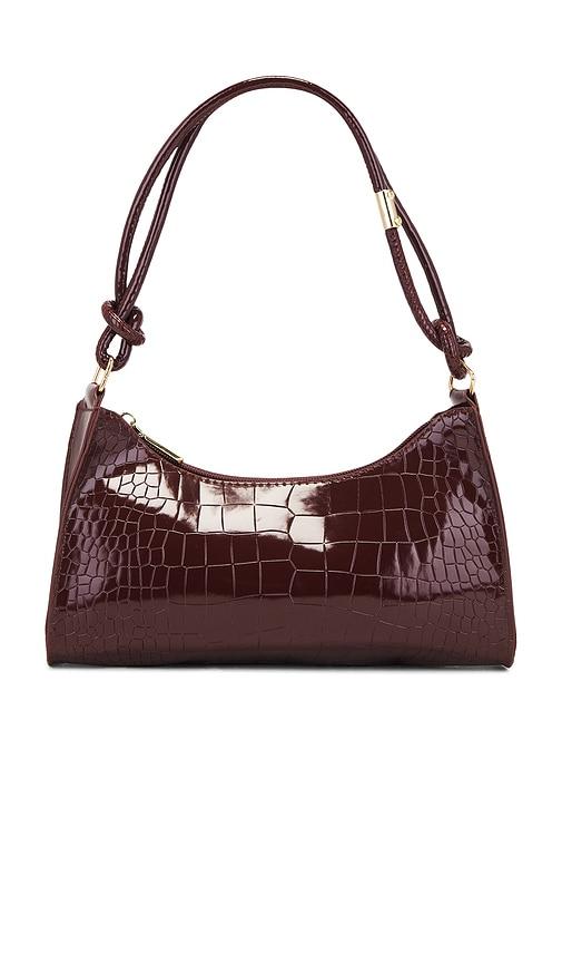 8 other reasons knot shoulder bag in burgundy.