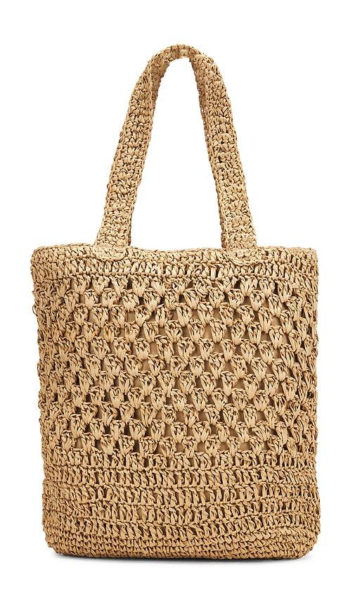 8 other reasons marine crochet bag in tan.