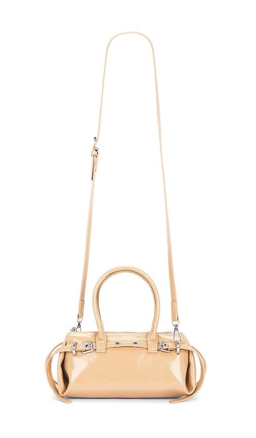 8 other reasons mini buckle up shoulder bag in brown.