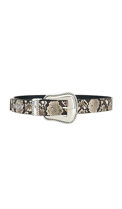 8 other reasons snake printed belt with silver details in cream.